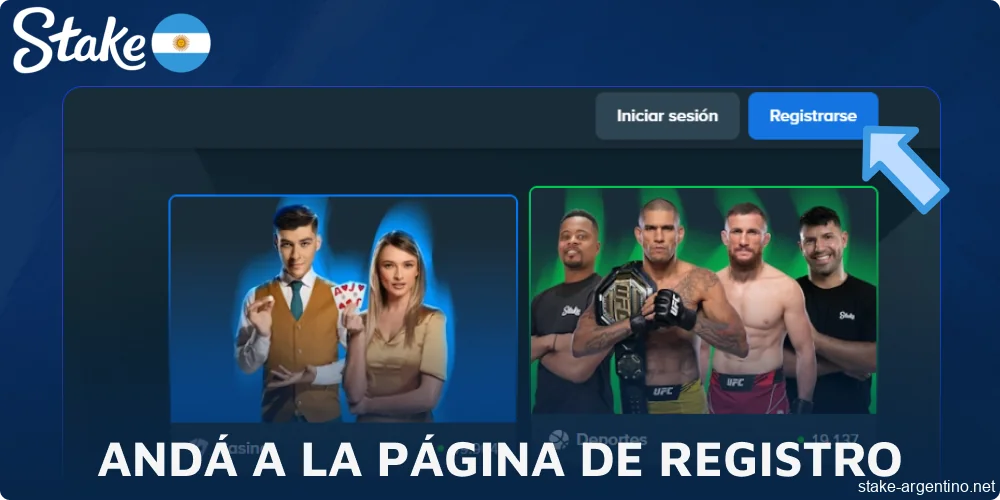 Andá a la página de registro en Stake