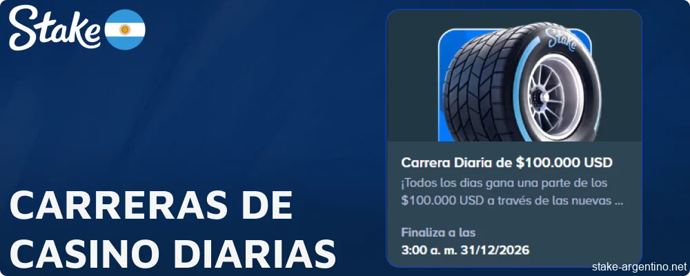 Carreras diarias de casino disponibles en Stake Argentina