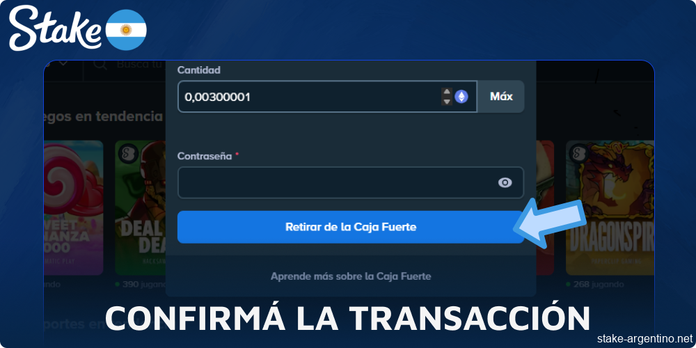Confirmá la transacción en Stake