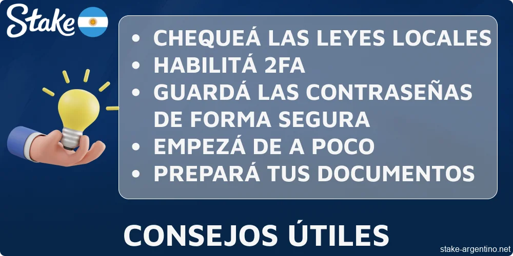 Consejos y recomendaciones para los jugadores de Stake de Argentina