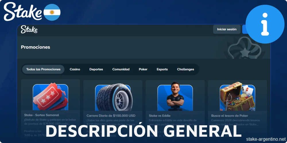 Información principal sobre bonificaciones y promociones de Stake para jugadores argentinos