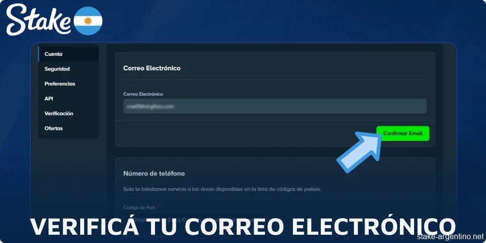 Verificá tu correo electrónico en Stake